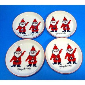Set of 4 MCM Georges Briard Santa Ceramic Coaster Mini Plates C2